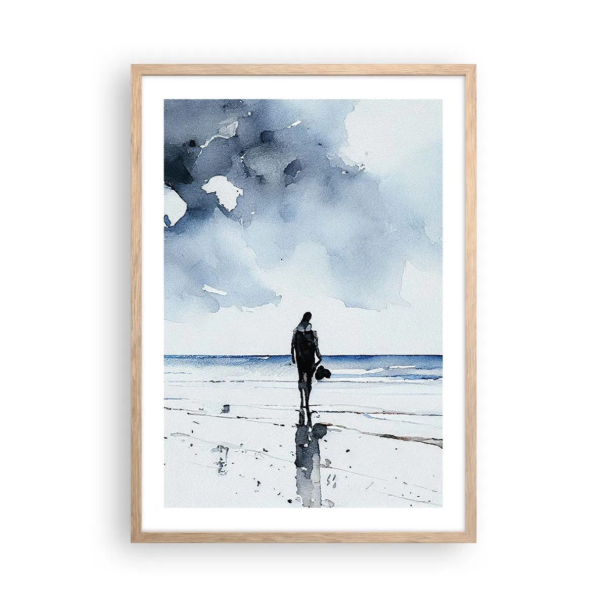 Poster in einem Rahmen aus heller Eiche - Gespräch mit dem Meer - 50x70 cm