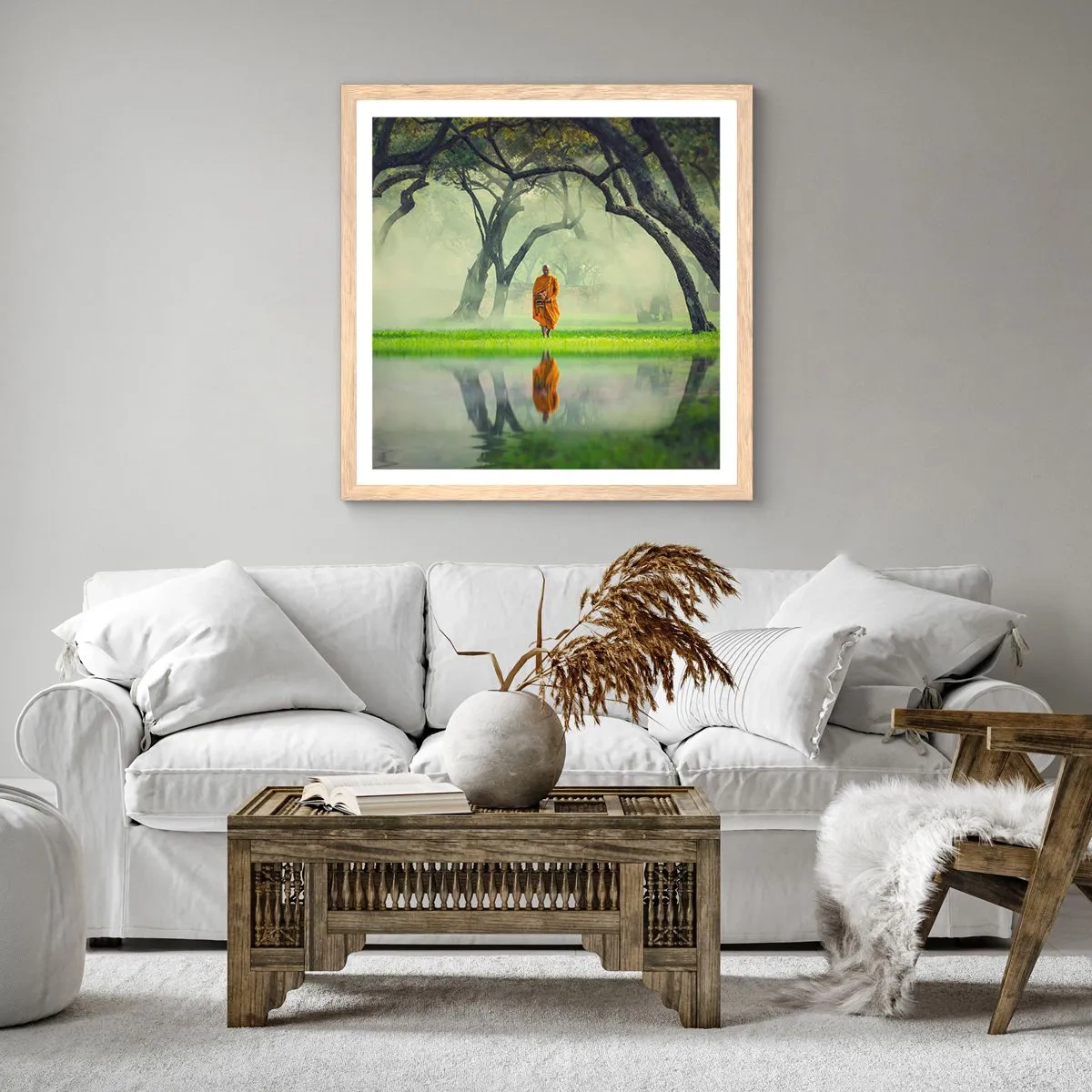 Poster in einem Rahmen aus heller Eiche - Auf dem Weg zur Erleuchtung - 60x60 cm