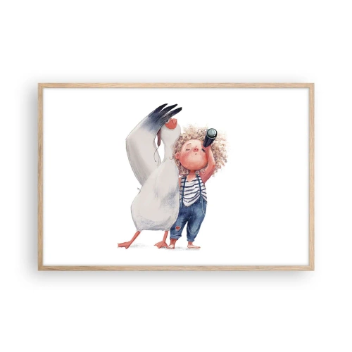 Poster in einem Rahmen aus heller Eiche - Toller Reiseplan - 91x61 cm