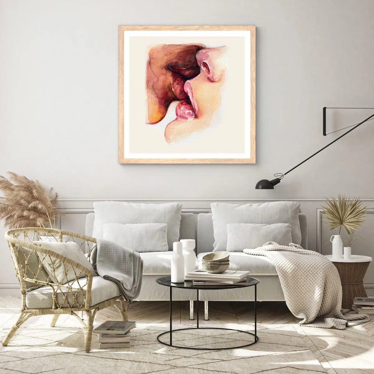 Poster in einem Rahmen aus heller Eiche - Wie Tag und Nacht, Erde und Himmel - 60x60 cm