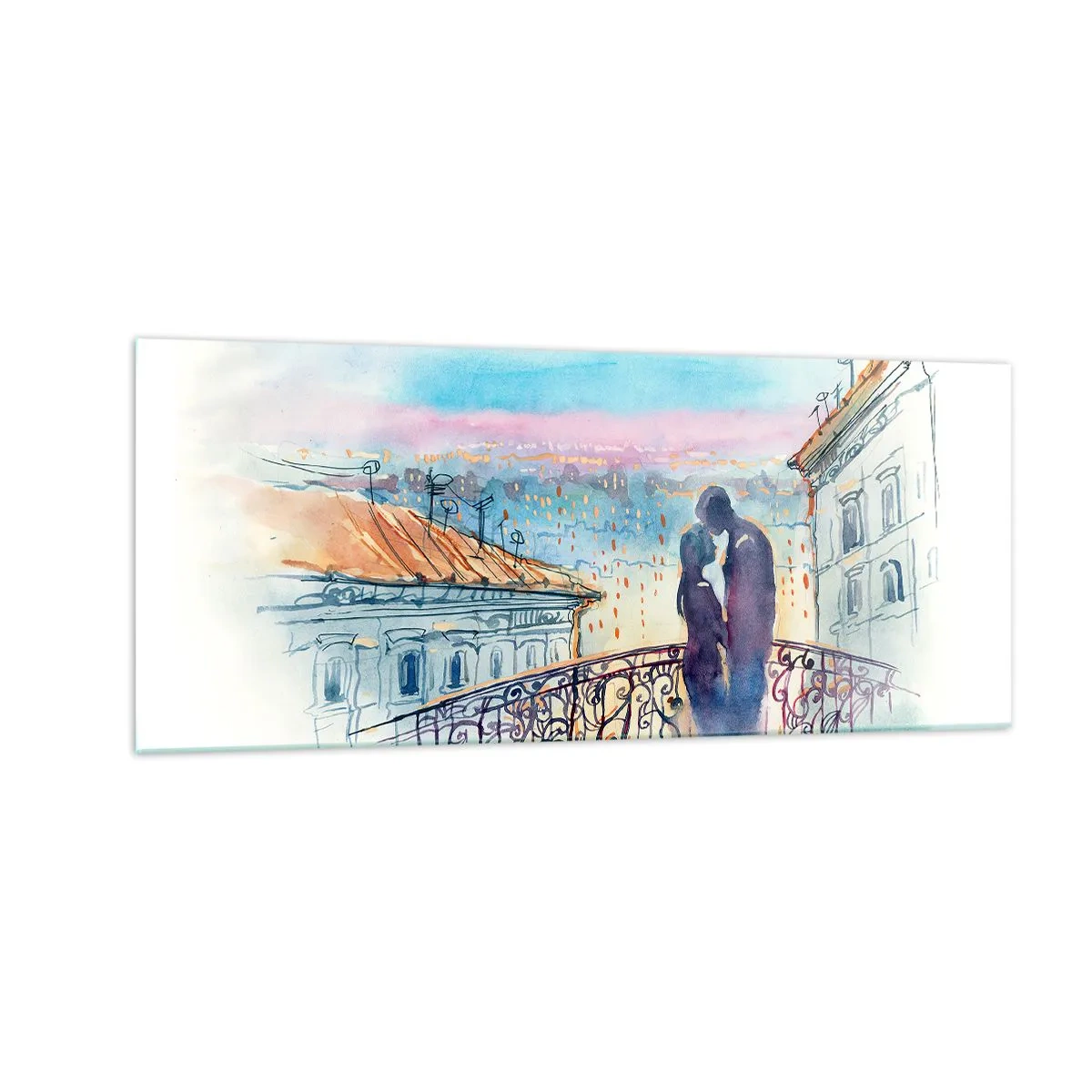 Glasbild - Bild auf glas - Paris-Liebhaber - 100x40 cm