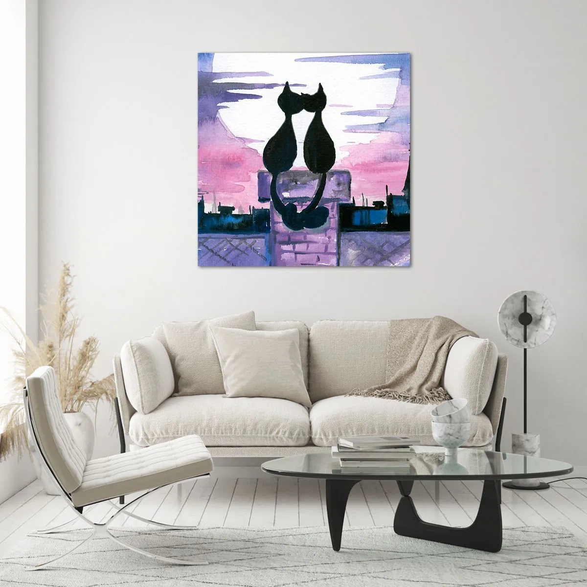 Glasbild - Bild auf glas - Rendez-vous unter dem Mond - 30x30 cm