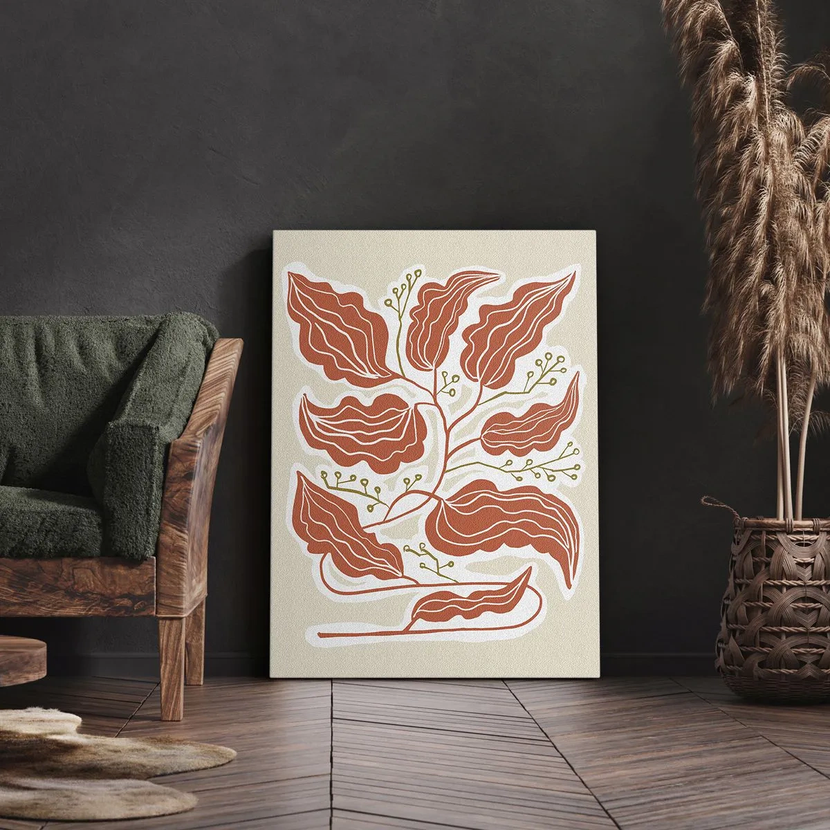 Bild auf Leinwand - Leinwandbild - Im Folkstil und korallenartig - 55x100 cm