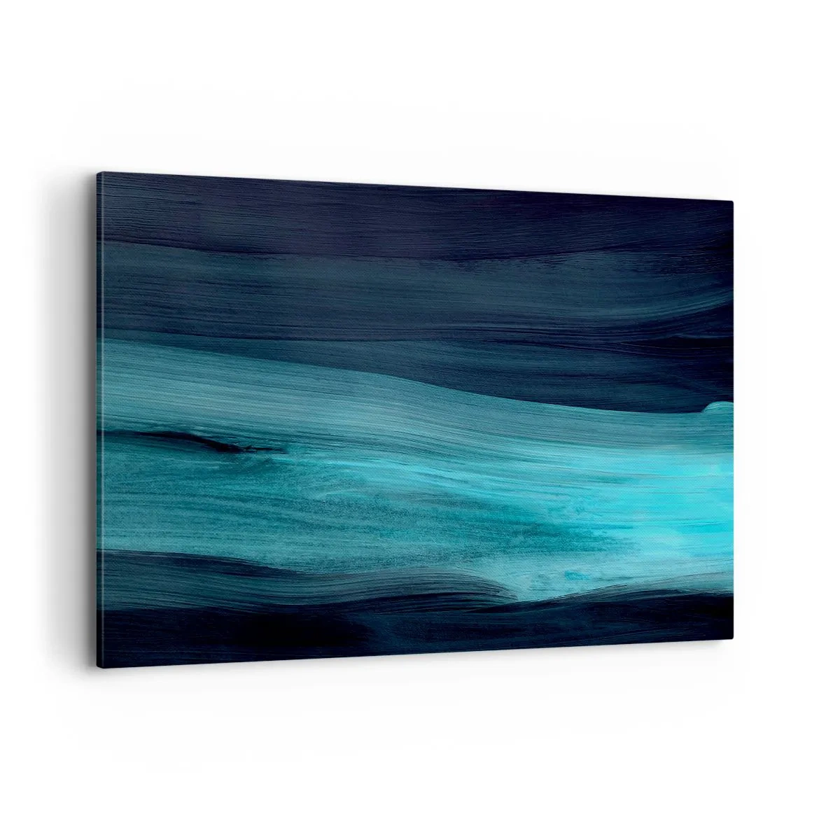 Bild auf Leinwand - Leinwandbild - Dezente abstrakte Wellen in dunklen Blautönen - 120x80cm - Gehen Sie mit dem Strom - Moderne Wanddekoration für Wohnzimmer und Schlafzimmer ARTTOR