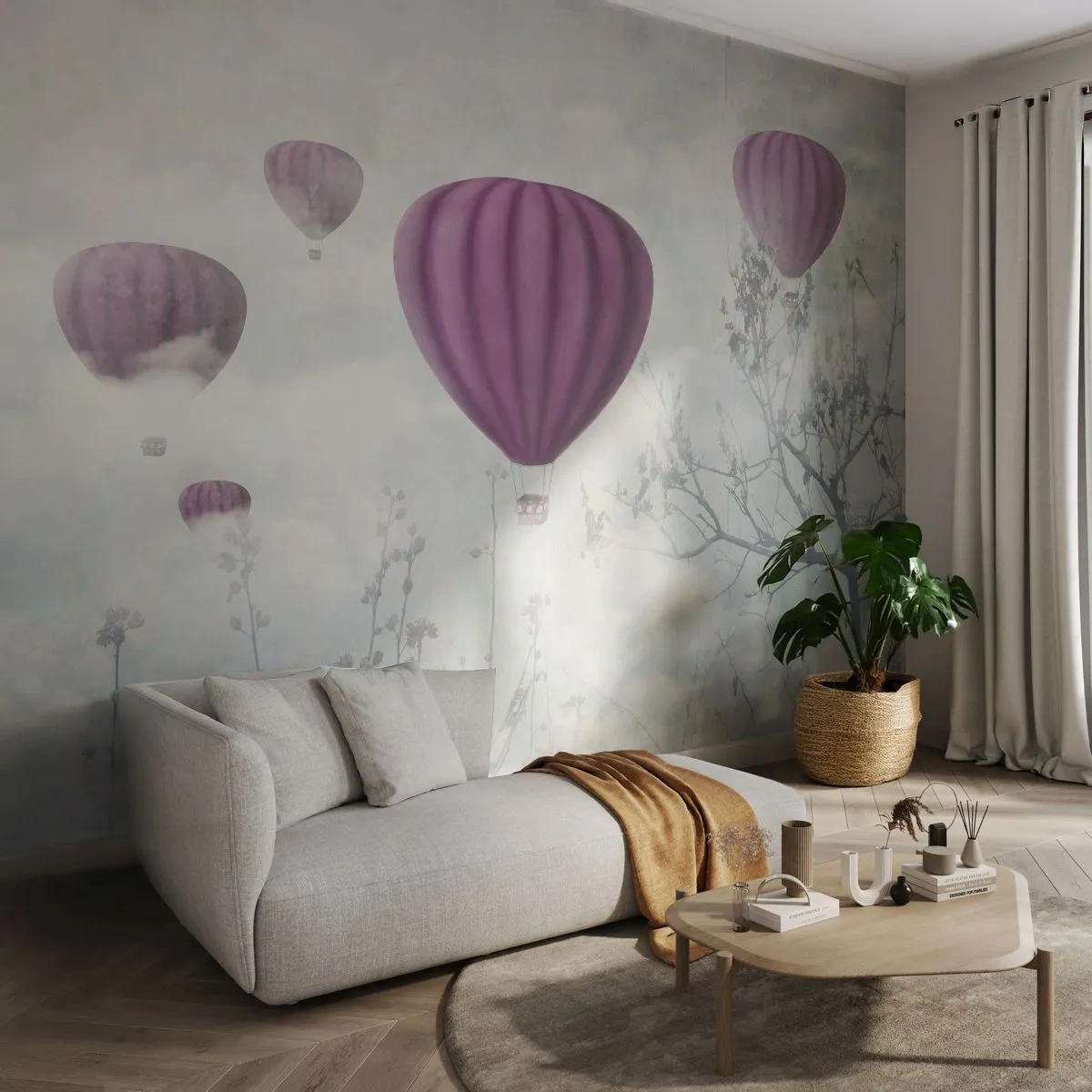 Fototapete Standard Eco - Wie Schiffe am Himmel - Abstraktion, Ballonfahrt, Grafik - 400x280 cm