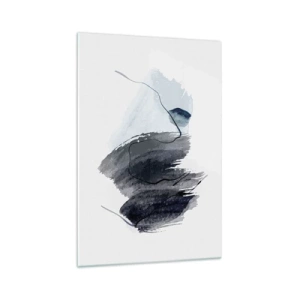 Glasbild - Bild auf glas - Abstrakte Komposition in Grau- und Blautönen - 70x100cm - Intensität und Bewegung - Moderne Wanddekoration für Wohnzimmer und Schlafzimmer ARTTOR