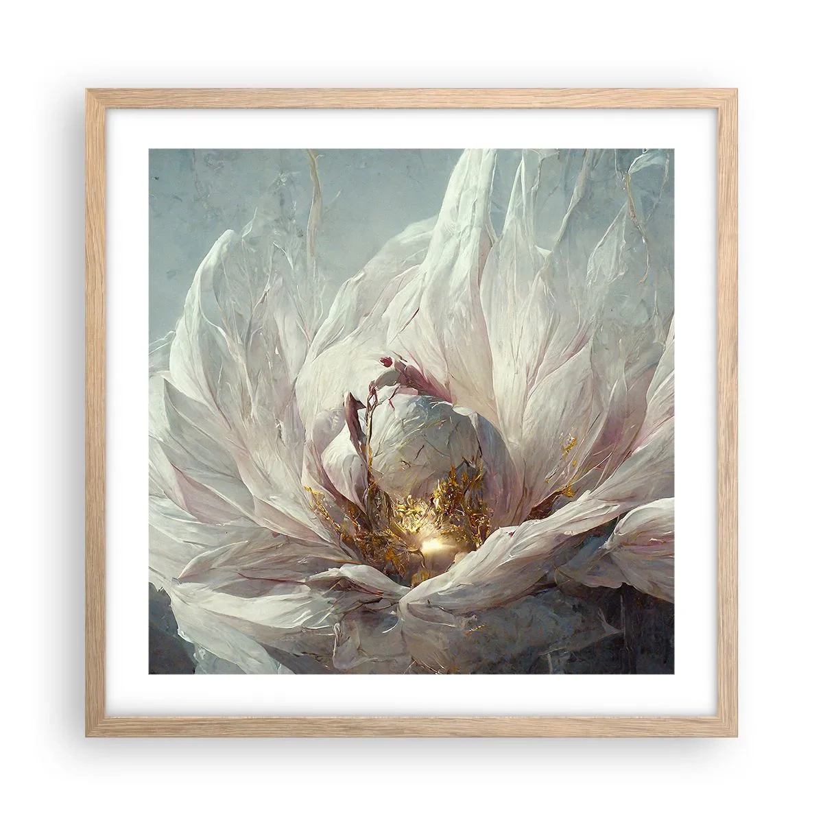 Poster in einem Rahmen aus heller Eiche - Sie blüht alle hundert Jahre einmal - 50x50 cm