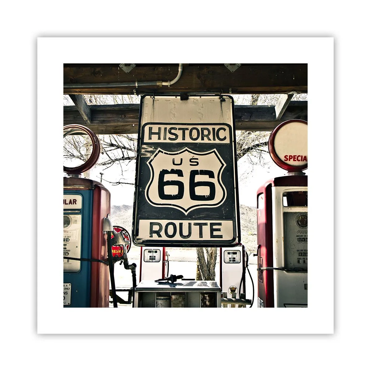 Poster - Amerikanische Retro-Reise - 40x40 cm