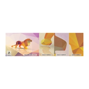 Fototapeten Muster Premium Sand - Der Diamantenkönig - Tiere, Löwe, Geometrische Figur - 100x30 cm