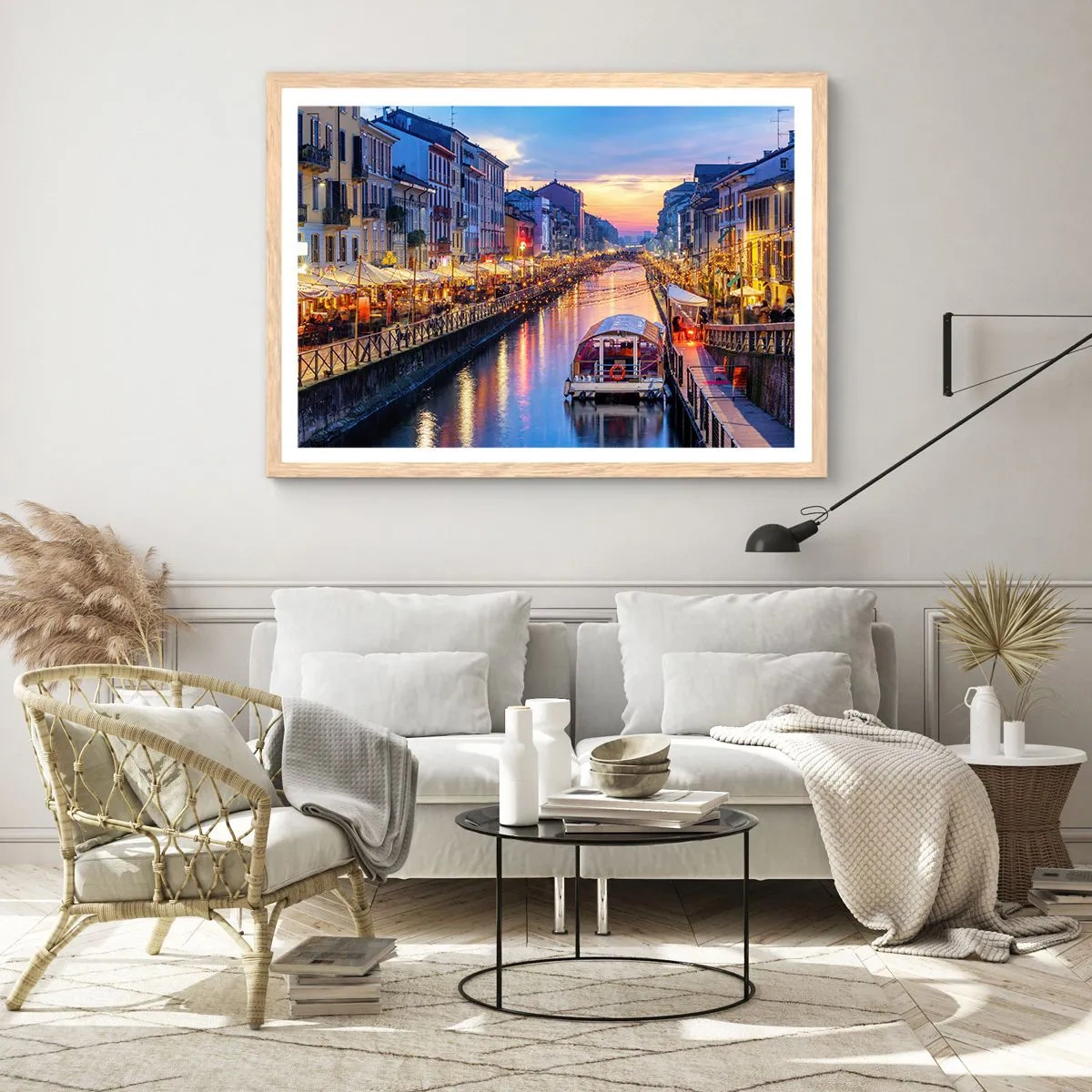 Poster in einem Rahmen aus heller Eiche - Ein Abend voller Licht und Spaß - 50x40 cm