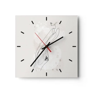 Wanduhr - Glasuhr - Eine subtile Silhouettenskizze im minimalistischen Stil - 30x30cm - Der Blick schweift - Moderne Wanddekoration für Wohnzimmer und Schlafzimmer ARTTOR