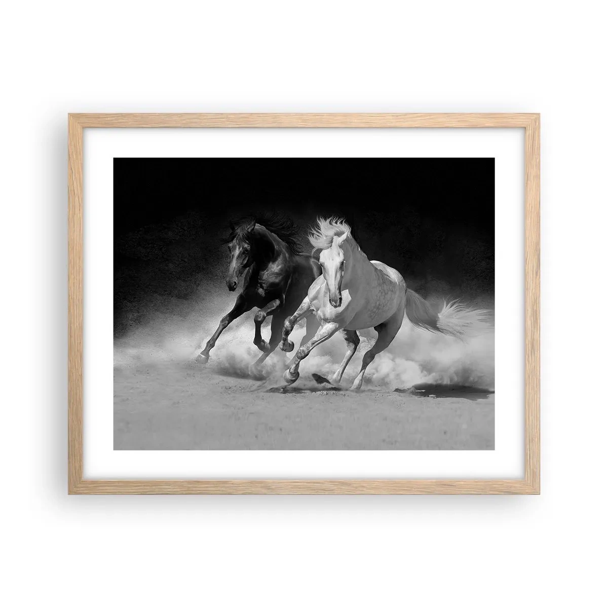 Poster in einem Rahmen aus heller Eiche - Galopp der Freiheit - 50x40 cm