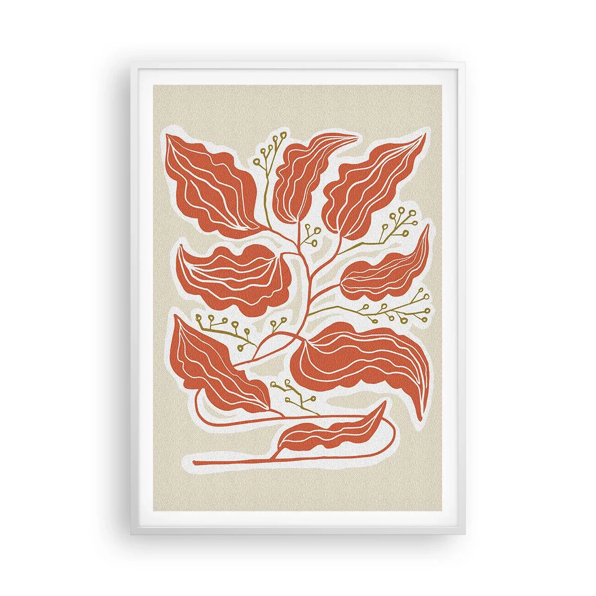 Poster in einem weißen Rahmen - Im Folkstil und korallenartig - 70x100 cm