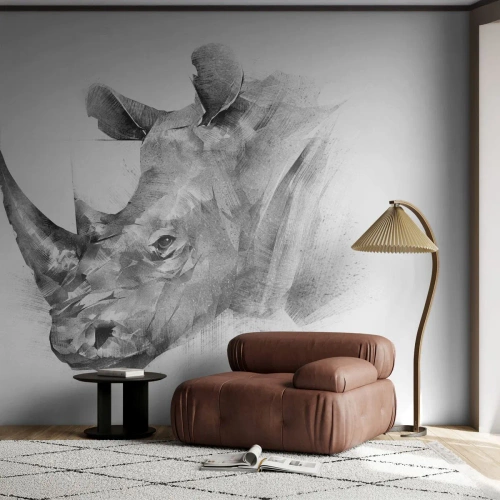Selbstklebende Fototapete Deluxe Sticker - Afrikanisches Porträt - Abstraktion, Nashorn, Tiere - 350x256 cm