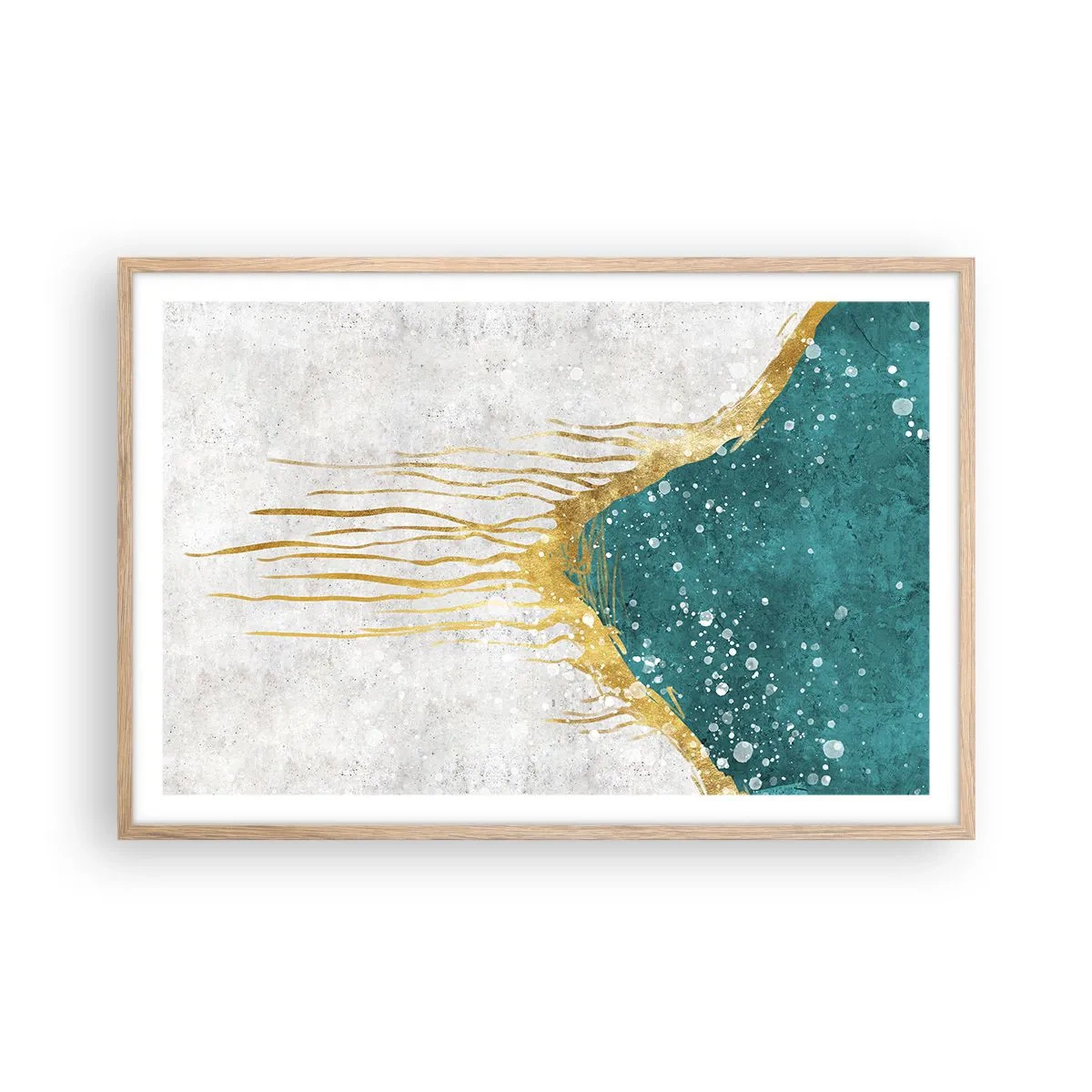Poster in einem Rahmen aus heller Eiche - Goldene Flut - 91x61 cm