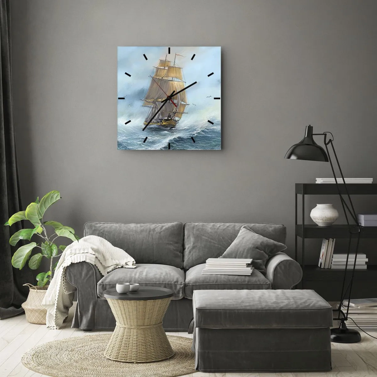 Wanduhr - Glasuhr - Über die Wellen gleiten - 30x30 cm