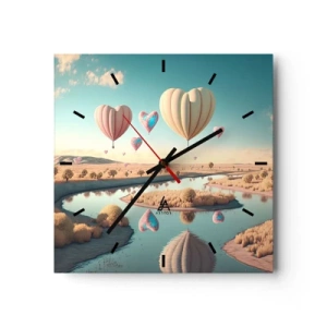 Wanduhr - Glasuhr - Dank Liebe steigt man auf - 40x40 cm