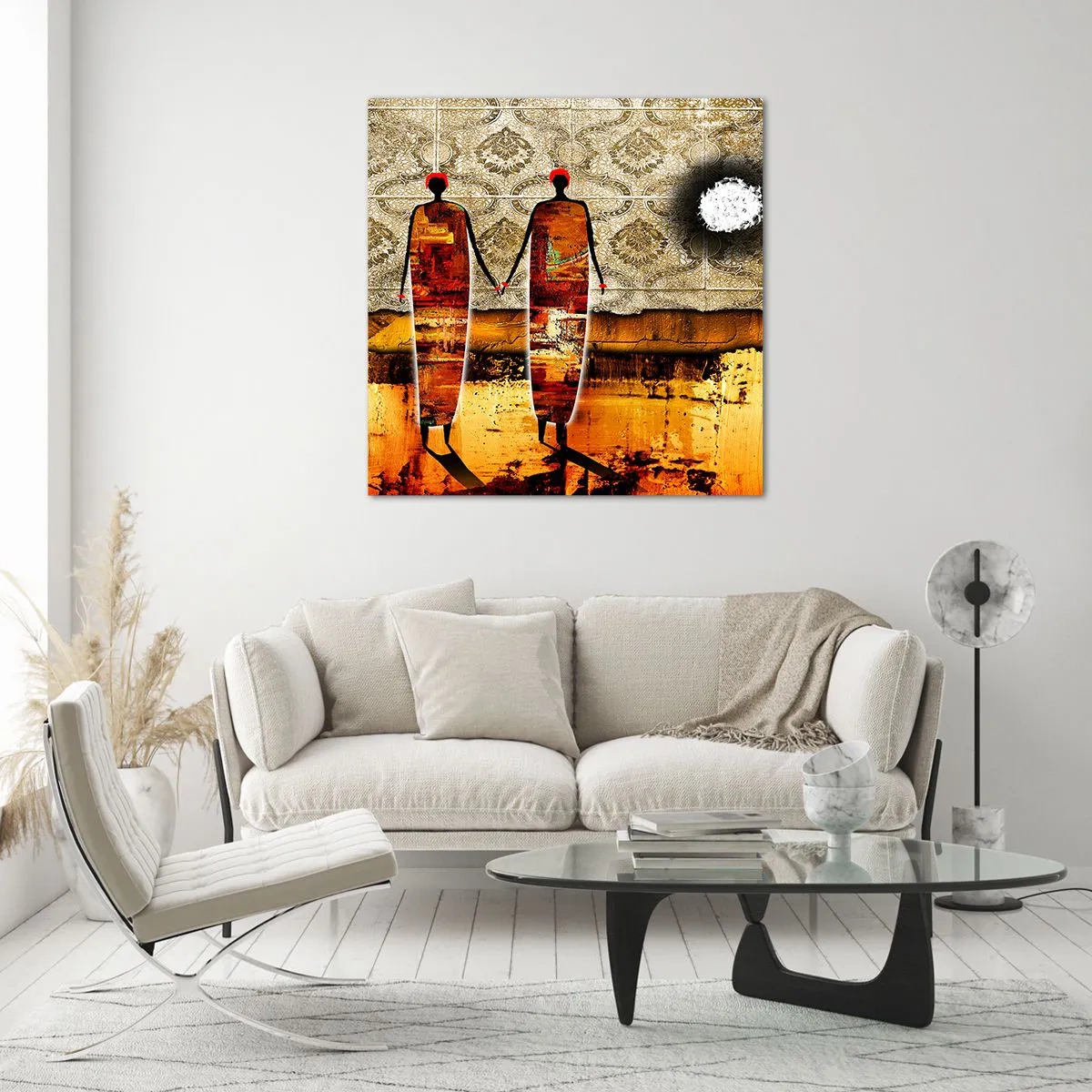 Glasbild - Bild auf glas - Ethnische Zusammensetzung in den Farben Afrikas - 40x40 cm