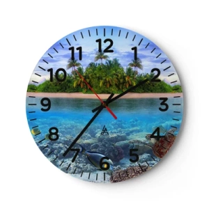 Wanduhr - Glasuhr - Heavenly Island lädt dich ein - 30x30 cm