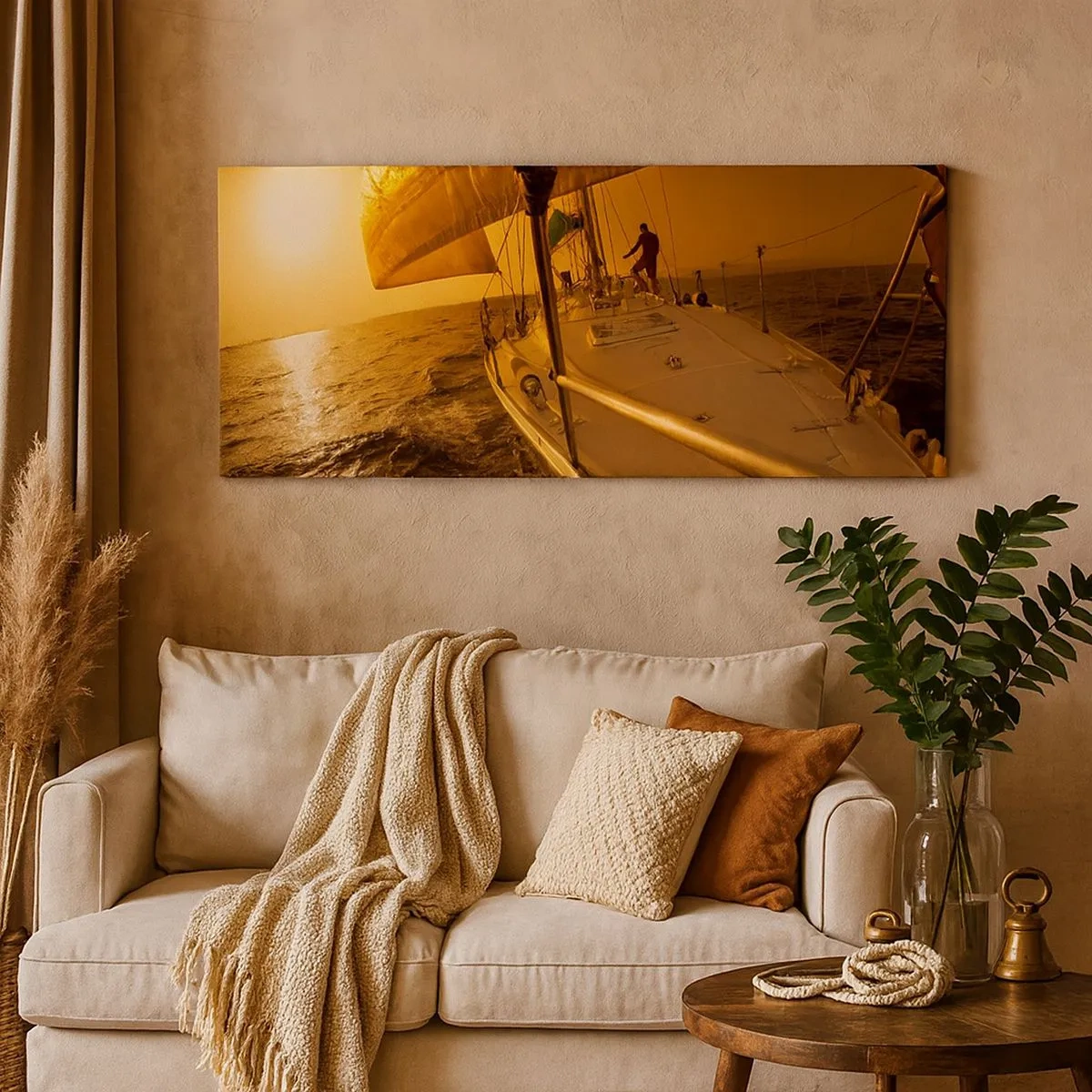 Bild auf Leinwand - Leinwandbild - Ein goldener Abend nach einem bunten Tag - 100x40 cm