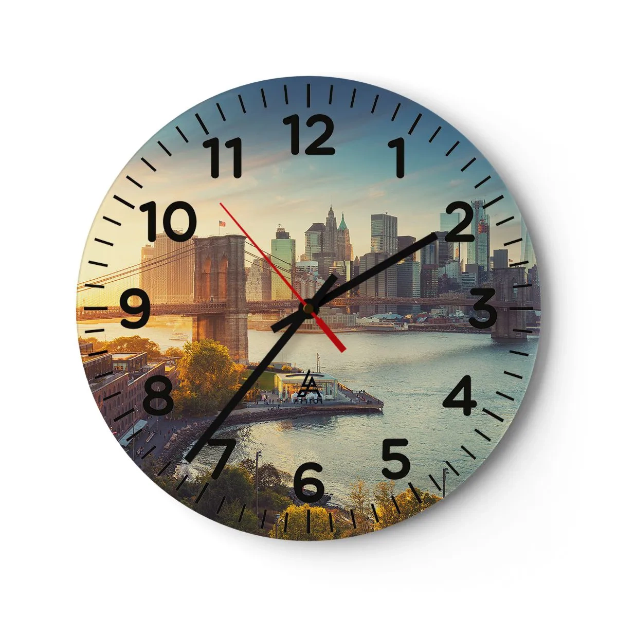 Wanduhr - Glasuhr - Morgendämmerung der Großstadt - 30x30 cm