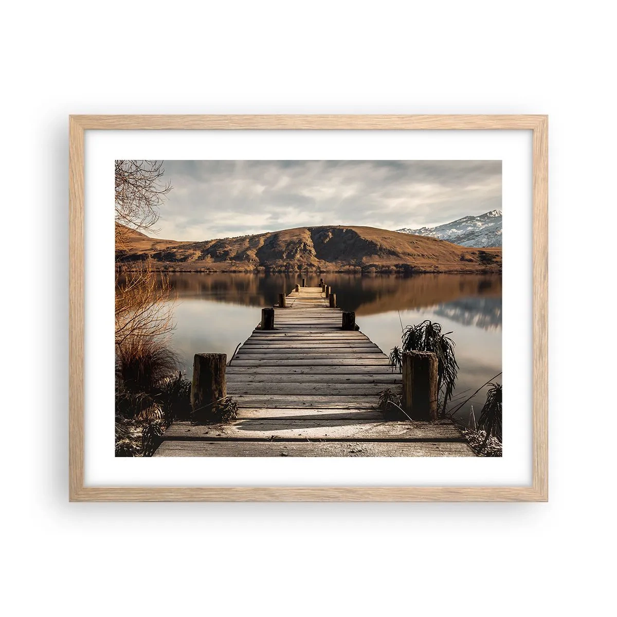 Poster in einem Rahmen aus heller Eiche - Landschaft in Stille - 50x40 cm