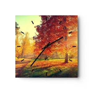 Wanduhr - Glasuhr - Herbstpark im Sonnenlicht - 30x30cm - Unhöflich ist schön - Moderne Wanddekoration für Wohnzimmer und Schlafzimmer ARTTOR