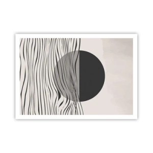 Poster - Abstrakte Linien und geometrische Formen in gedeckten Farben - 100x70cm - Halbe Komposition - Moderne Wanddekoration für Wohnzimmer und Schlafzimmer ARTTOR