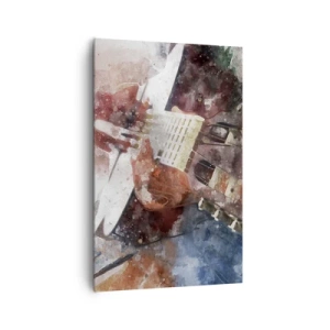 Bild auf Leinwand - Leinwandbild - Eine künstlerische Interpretation einer Gitarre im Aquarellstil - 80x120cm - Und was halten Sie davon? - Moderne Wanddekoration für Wohnzimmer und Schlafzimmer ARTTOR