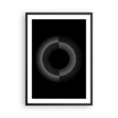 Poster in einem schwarzem Rahmen - Eine faszinierende Komposition aus einem leuchtenden Kreis auf schwarzem Hintergrund. - 50x70cm - Schwarze Sonne - Moderne Wanddekoration für Wohnzimmer und Schlafzimmer ARTTOR