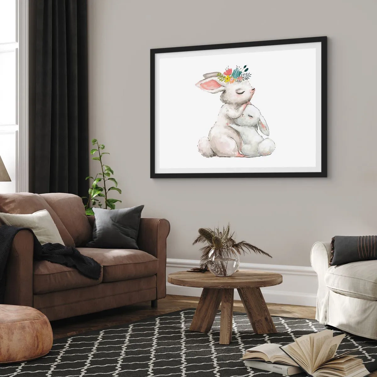 Poster in einem schwarzem Rahmen - Bei Mama ist's am schönsten - 91x61 cm