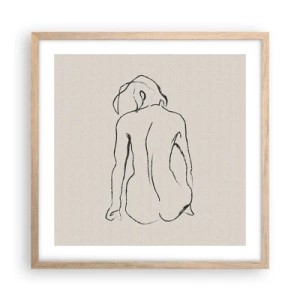 Poster in einem Rahmen aus heller Eiche - Mädchenakt - 50x50 cm