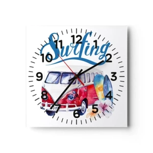 Wanduhr - Glasuhr - Gurke - ein Klassiker für einen Surfer - 30x30 cm