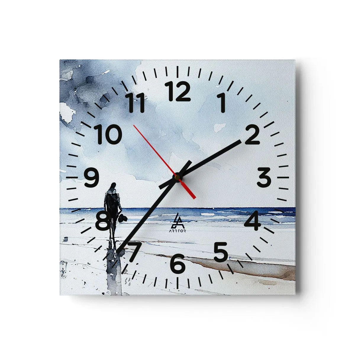 Wanduhr - Glasuhr - Gespräch mit dem Meer - 40x40 cm