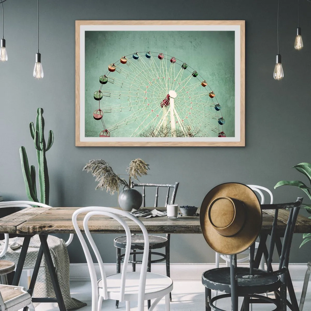 Poster in einem Rahmen aus heller Eiche - Wir laden zum Spiel ein - 40x30 cm