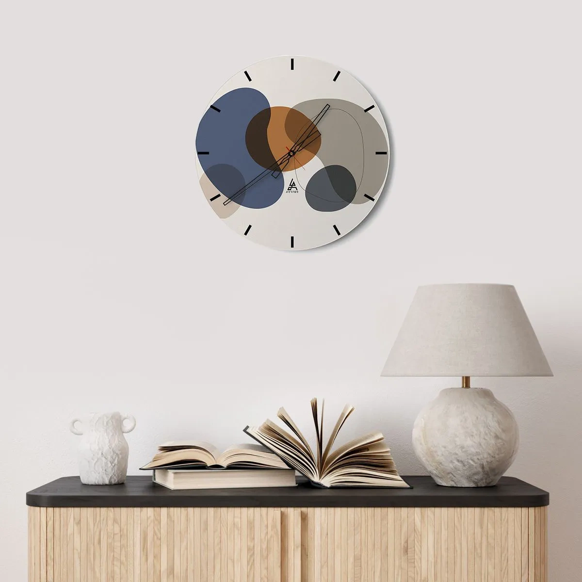 Wanduhr - Glasuhr - Bunte Flecken in Blau-, Braun- und Grautönen - 30x30cm - Farbtropfen - Moderne Wanddekoration für Wohnzimmer, Küche und Schlafzimmer ARTTOR
