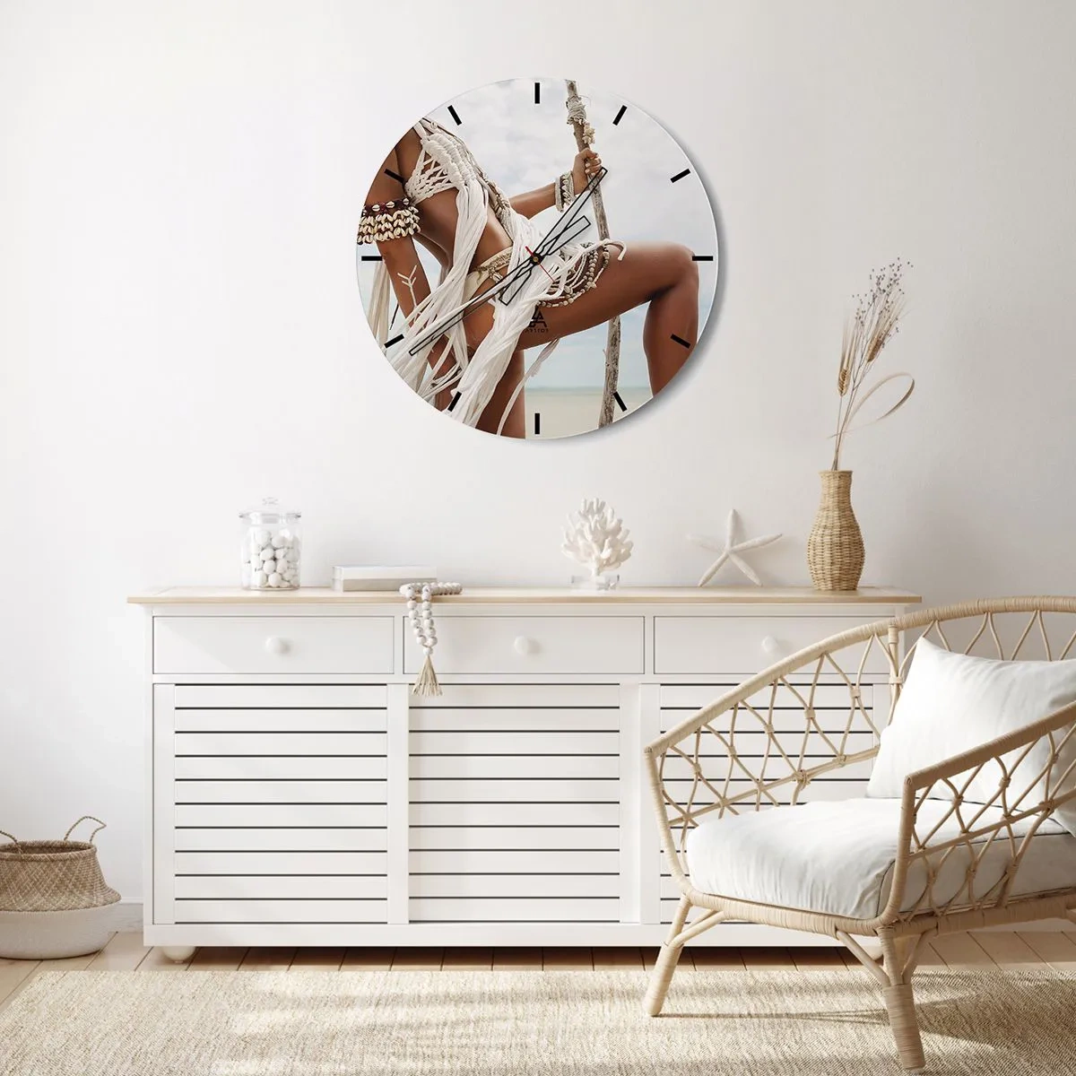 Wanduhr - Glasuhr - Eine Priesterin der Sonne - 30x30 cm