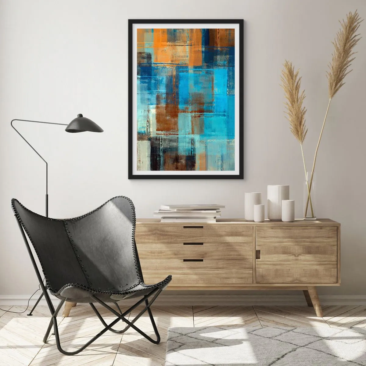 Poster in einem schwarzem Rahmen - Durch den blauen Schleier - 40x50 cm