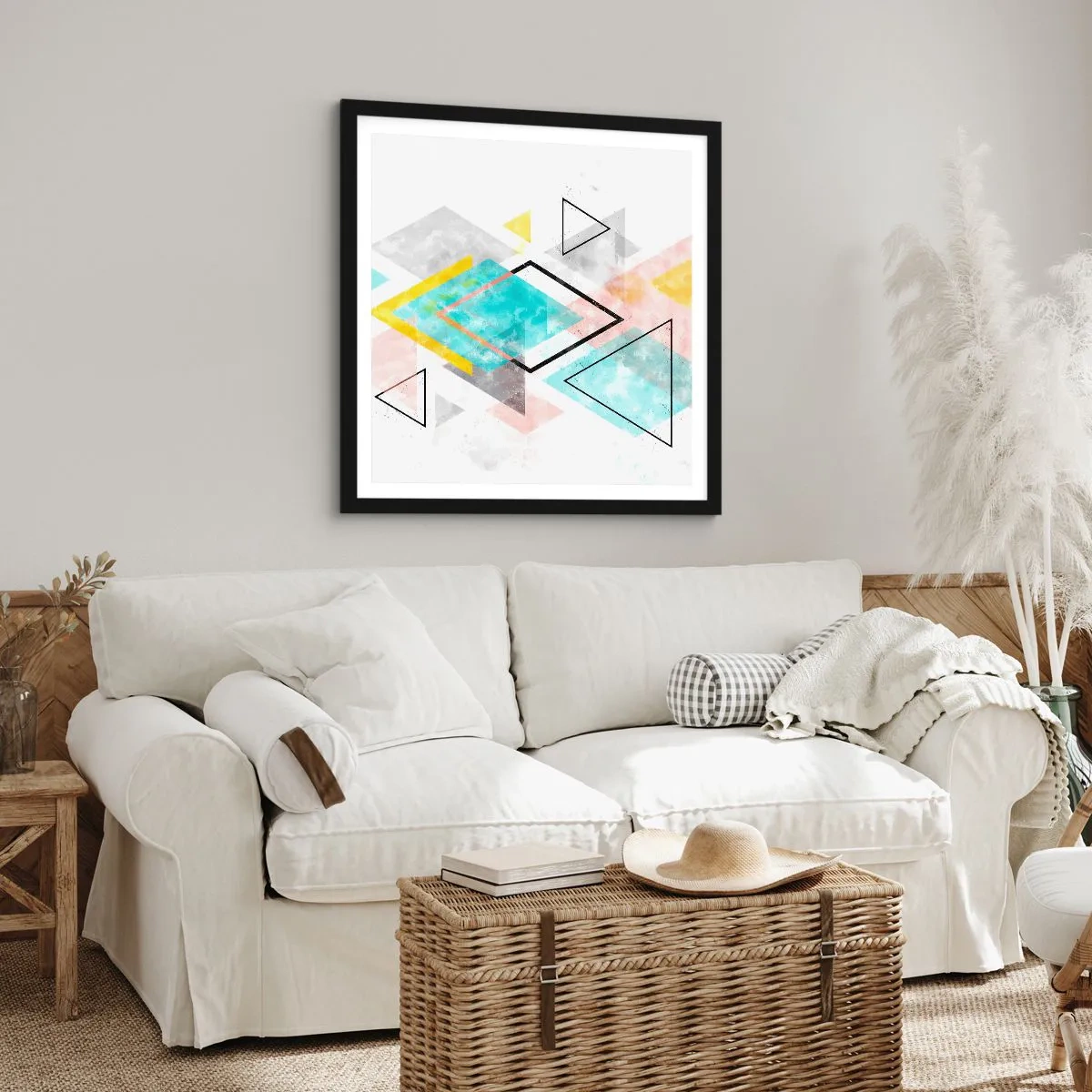 Poster in einem schwarzem Rahmen - Geometrisches Spiel - 30x30 cm