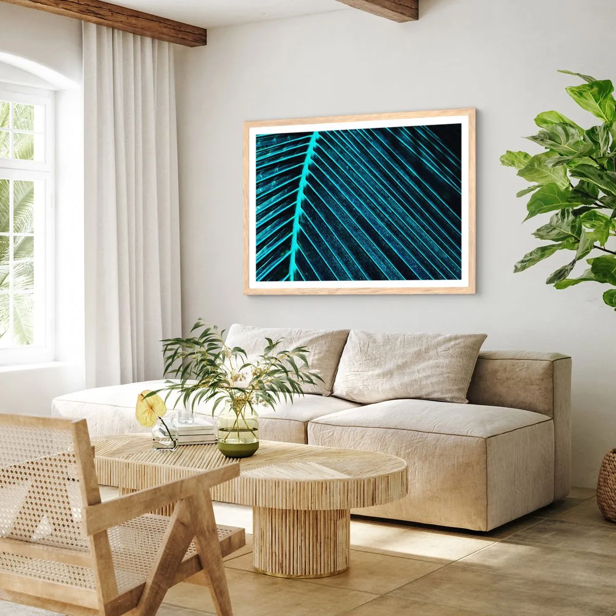 Poster in einem Rahmen aus heller Eiche - Grüne Textur - 50x40 cm