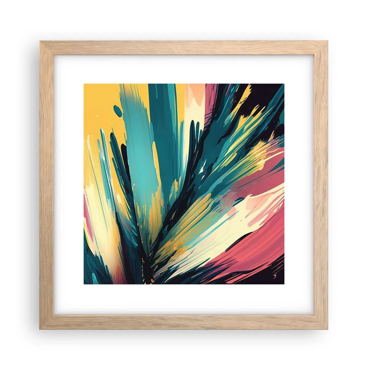 Poster in einem Rahmen aus heller Eiche - Komposition – eine Explosion der Freude - 30x30 cm