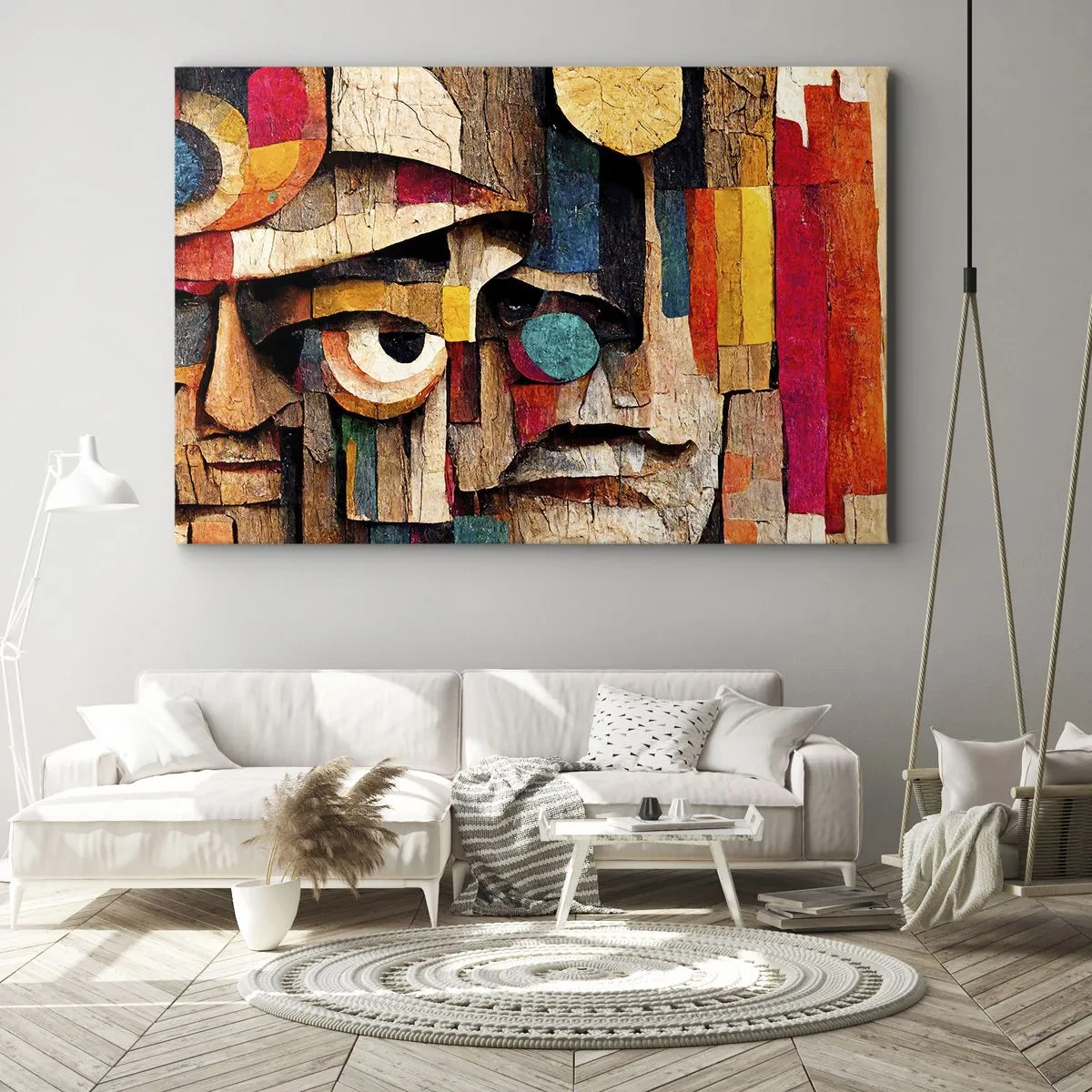 Bild auf Leinwand - Leinwandbild - Abstrakte Gesichter in intensiven Farben - 70x50cm - Ich sehe dich… - Moderne Wanddekoration für Wohnzimmer und Schlafzimmer ARTTOR