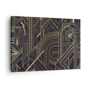 Bild auf Leinwand - Leinwandbild - Goldene geometrische Muster auf schwarzem Hintergrund im Art-Deco-Stil - 70x50cm - Konzepte, Ideen, Pläne - Moderne Wanddekoration für Wohnzimmer und Schlafzimmer ARTTOR