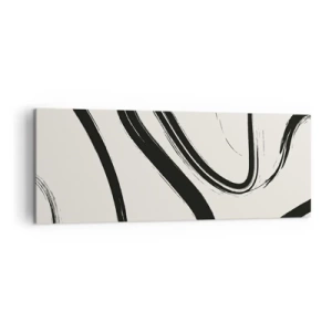 Bild auf Leinwand - Leinwandbild - Schwarz-weiße geschwungene Linien auf hellem Hintergrund - 140x50cm - Schwarz-Weiß-Laune - Moderne Wanddekoration für Wohnzimmer und Schlafzimmer ARTTOR