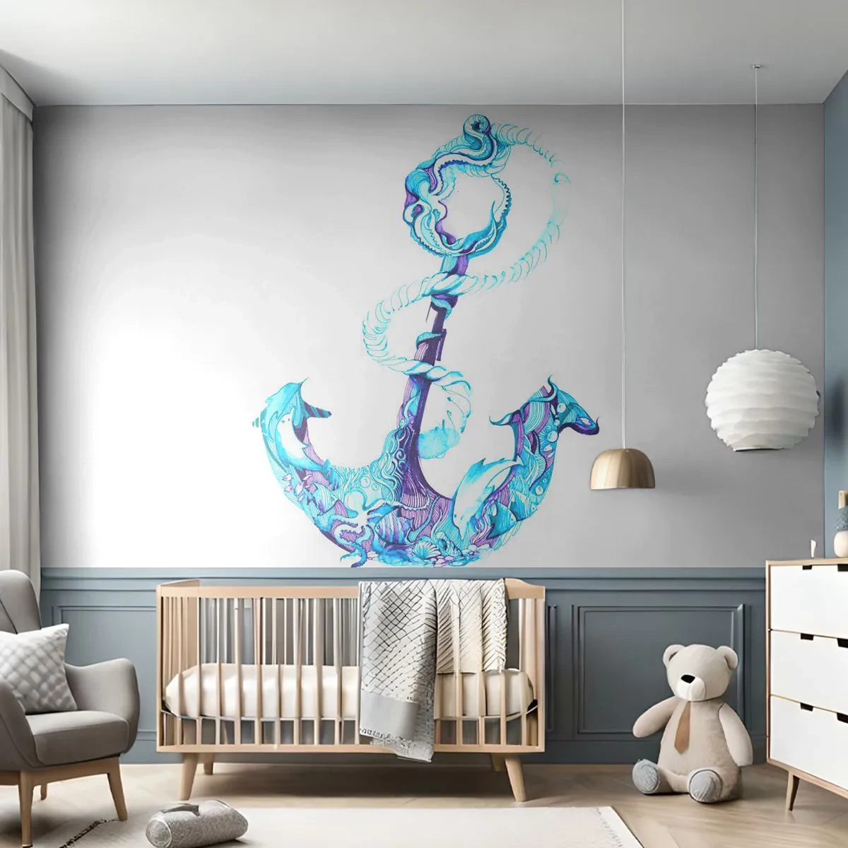 Fototapete Standard Eco - Der Vertraute der Geheimnisse des Meeres - Abstraktion, Anker, Meer - 200x140 cm