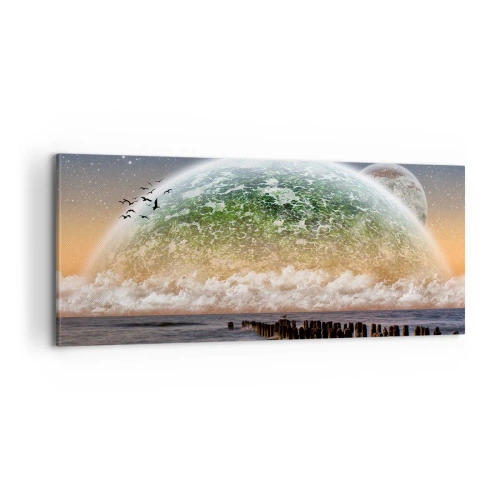 Bild auf Leinwand - Leinwandbild - Und die Welt tauchte aus dem Wasser auf - 100x40 cm
