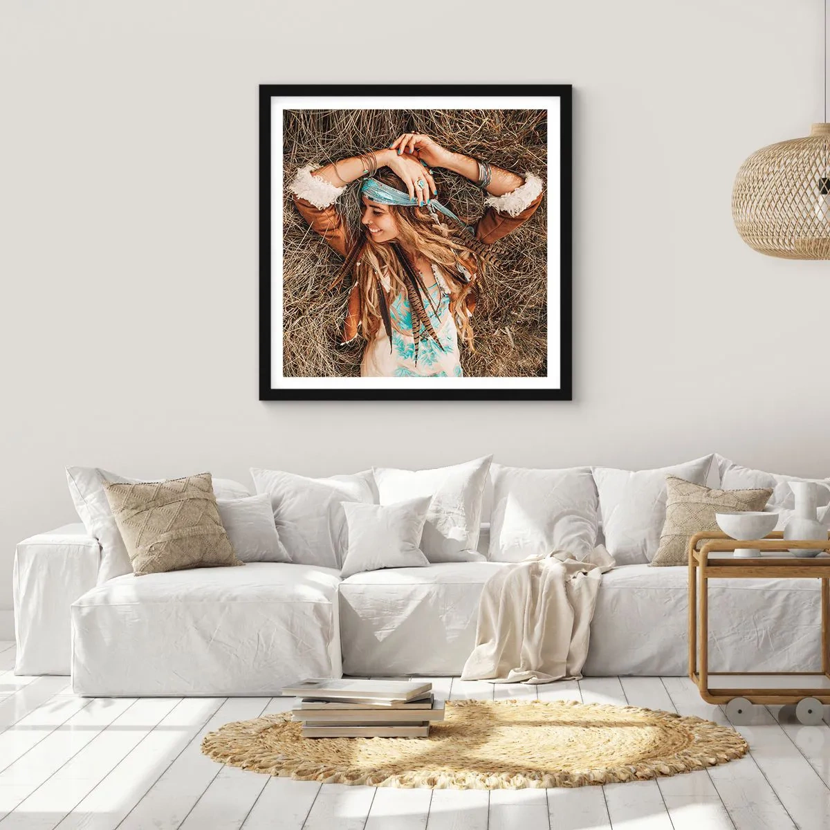 Poster in einem schwarzem Rahmen - Auf dem Weg in den Sommer der Liebe - 30x30 cm