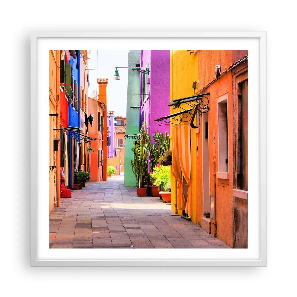 Poster in einem weißen Rahmen - Regenbogengasse - 60x60 cm