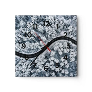 Wanduhr - Glasuhr - Durch den Winterwald - 30x30 cm