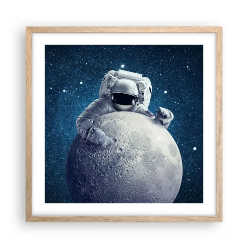 Poster in einem Rahmen aus heller Eiche - Weltraumjoker - 50x50 cm